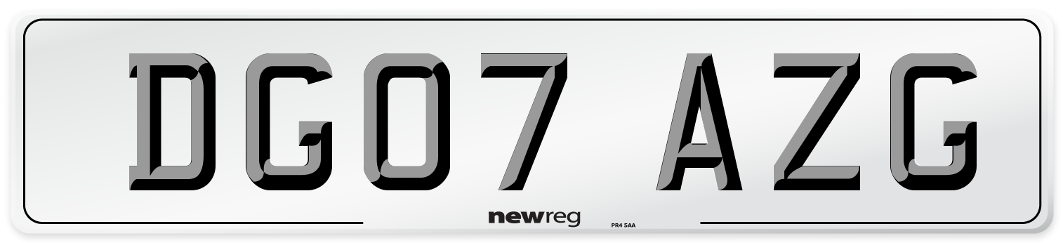 DG07 AZG Number Plate from New Reg